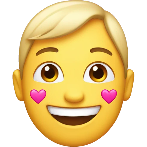Happy emoji with pink hearts emoji