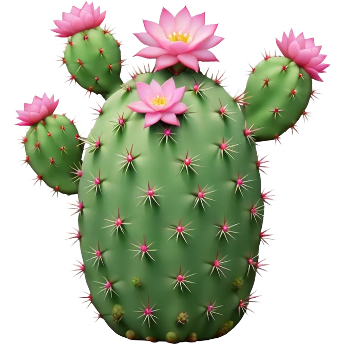 Pastel green cactus with little link flowers  emoji