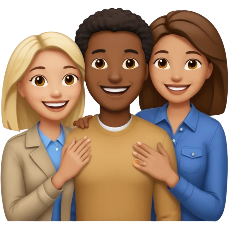 Black man with two women emoji