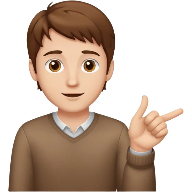 man gesturing, brown hair, charming emoji