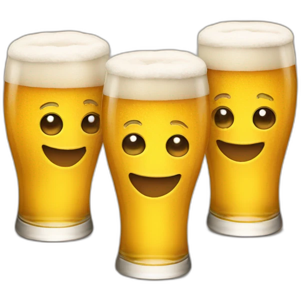 Three smiling beers emojis emoji