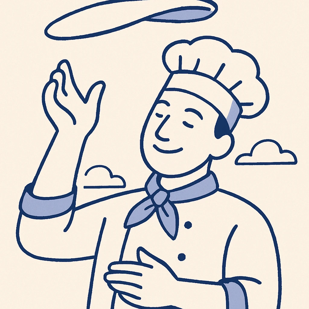 smiling Italian chef spinning pizza dough emoji