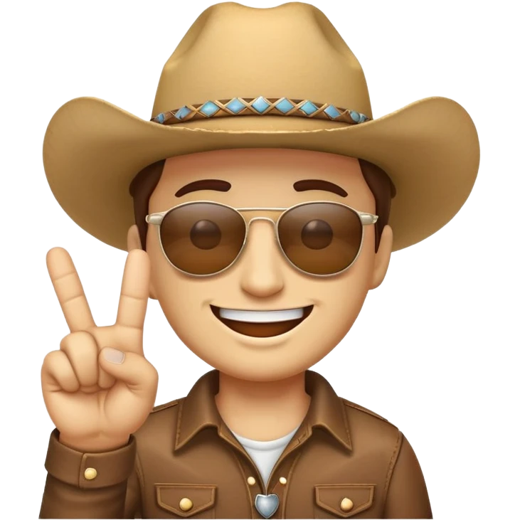 Smiling emoji wearing cowboy hat and sunglasses and sticking middle finger up emoji