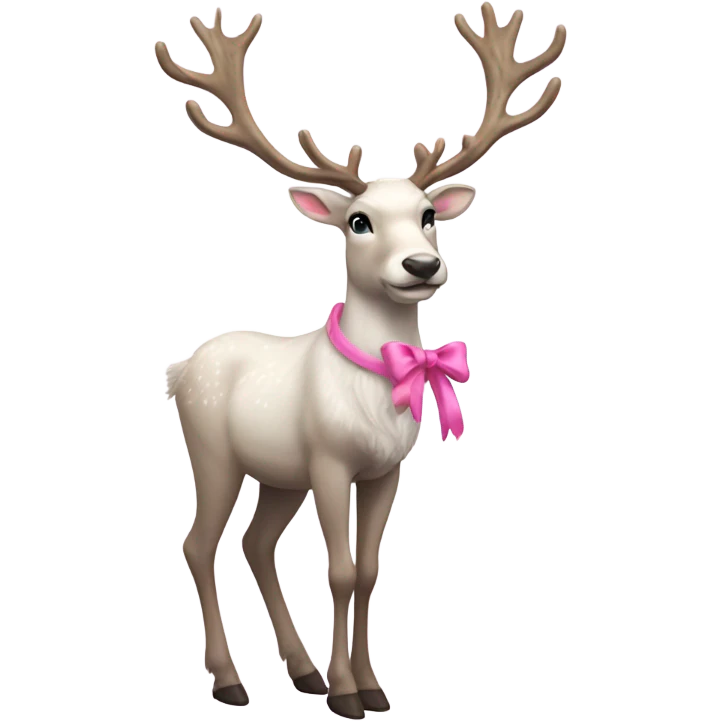 white realistic reindeer pink bows full body emoji