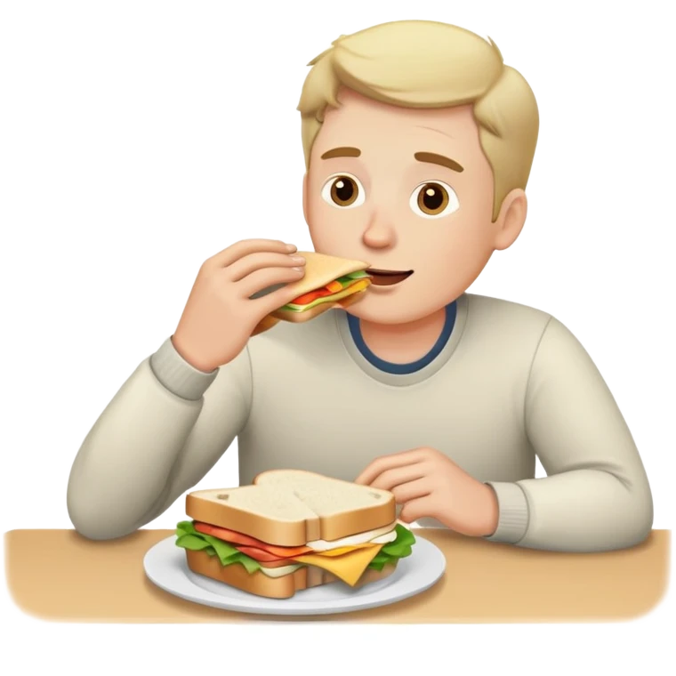 a white man is having lunch at the table emoji