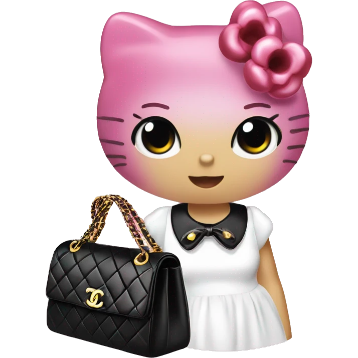 Hello Kitty with a black bah Timeless Chanel  emoji