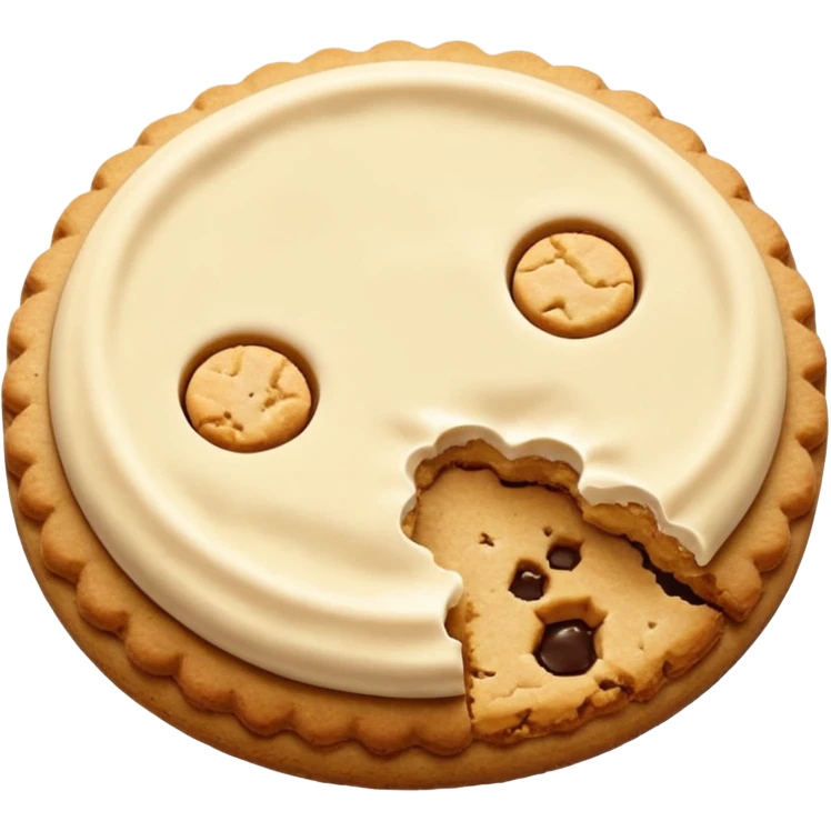 Two plain cookies, one bitten emoji