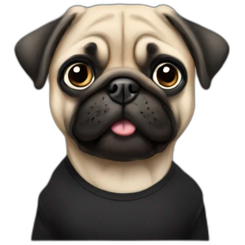 pug wearing a black t-shirt emoji