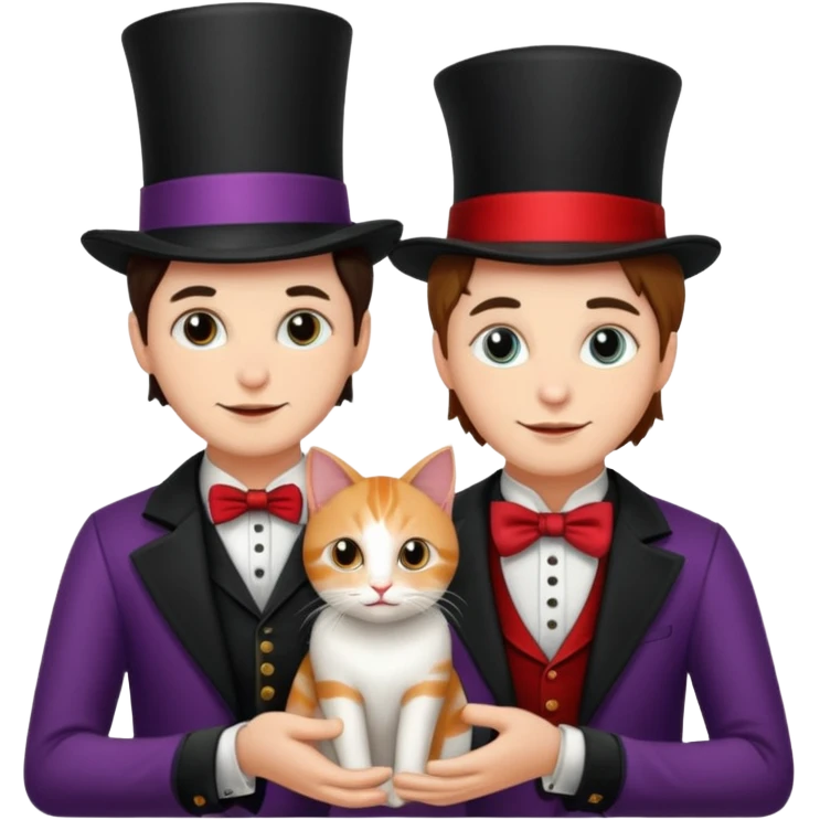 magician couple and their pet cat emoji
