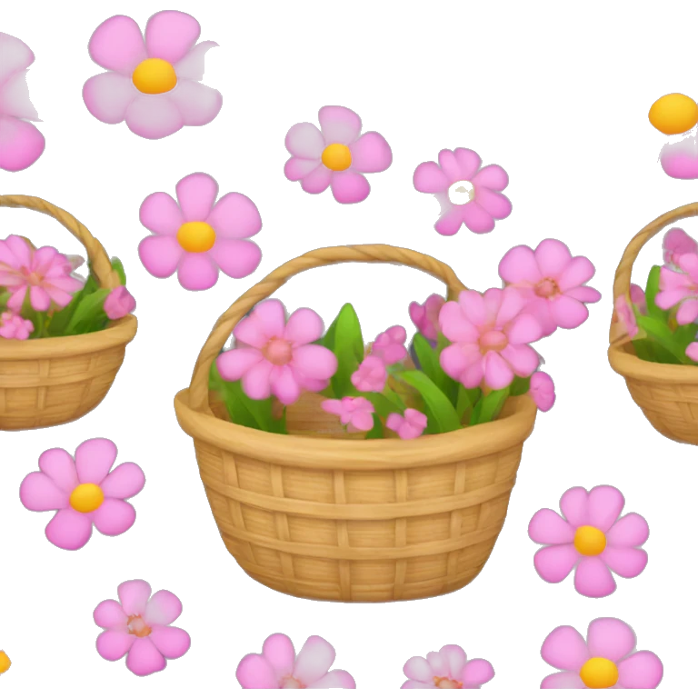 field basket with pink flowers inside emoji