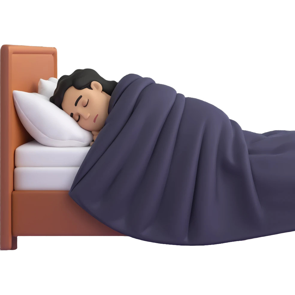 person sleeping under a blanket on a king bed, face hidden, side view emoji