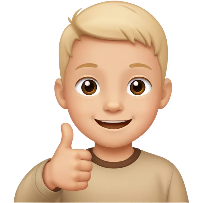 child giving a thumbs up after eating all their food, cheerful and cute emoji