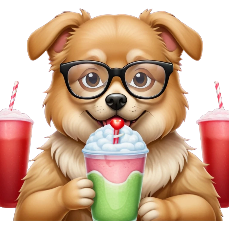 Dog with slushie at movie theater watching Wicked emoji