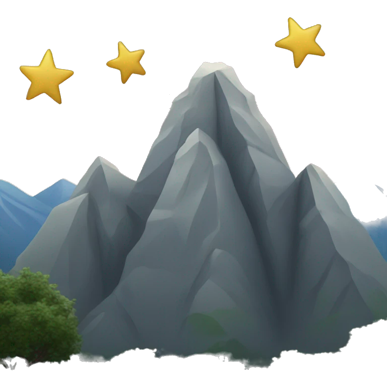 Moutain with three stars at the point on top emoji
