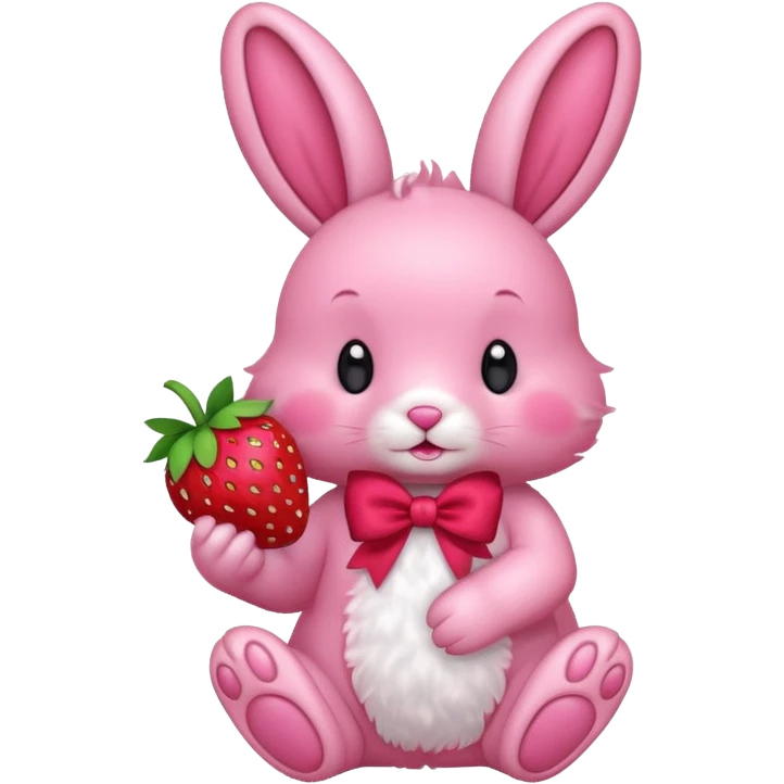 pink bunny holding strawberry emoji