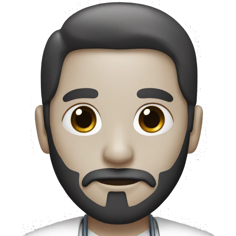 White skin, Black beard, doctor  emoji