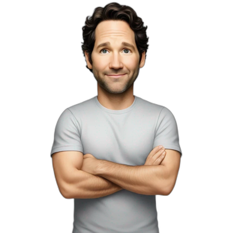 actor Paul Rudd wearing t-shirt emoji
