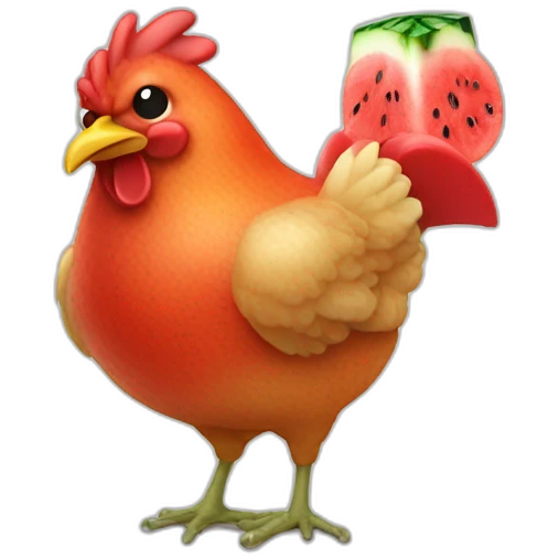 Chicken and watermelon eater drinking Kool aid emoji