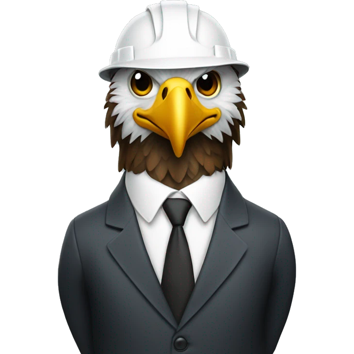 Eagle wearing a hardhat and suit and tie  emoji