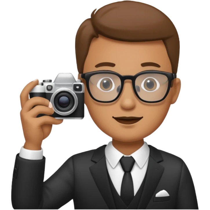 Hombre moreno con gafas haciendo fotos en una boda emoji