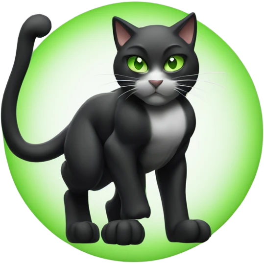 Ultra Muscular gigachad black and white Cat with green eyes flexing His biceps emoji