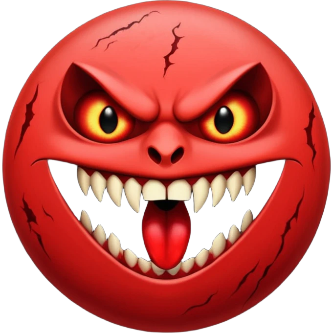 red moon with vampire fangs emoji