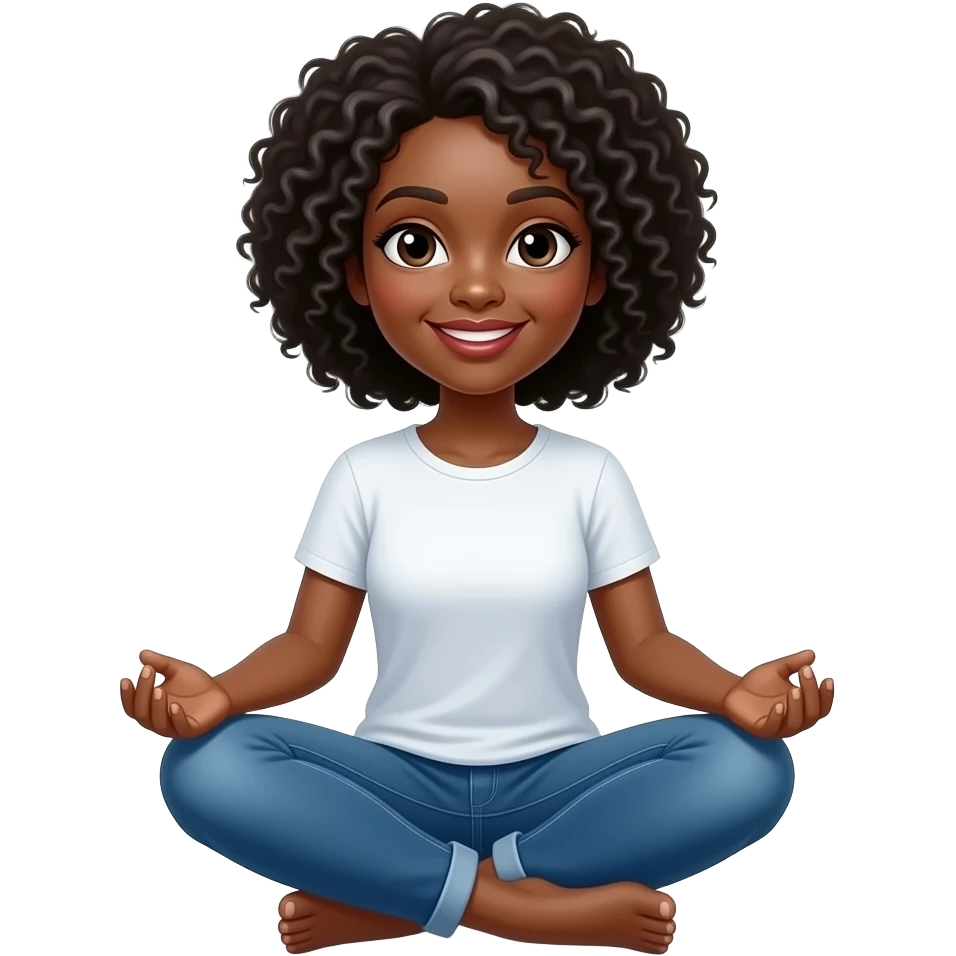 black woman sitting cross legged emoji