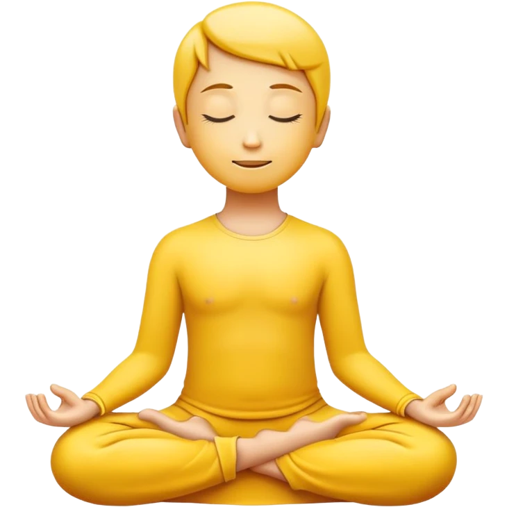 classic yellow emoji in lotus pose, serene face, meditating emoji
