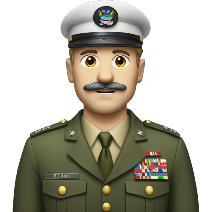 white skinned man in the military suit with toothbush mustache emoji