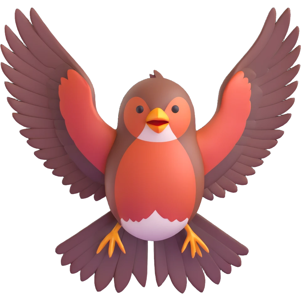 Cetti's warbler bird flying with wings spread emoji