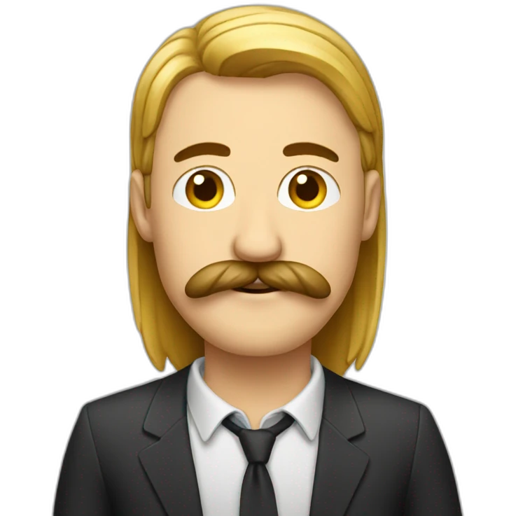 Guy with mustache at pc emoji