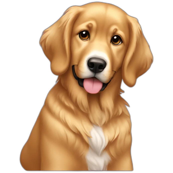 My girl sitting on a with golden retriver emoji
