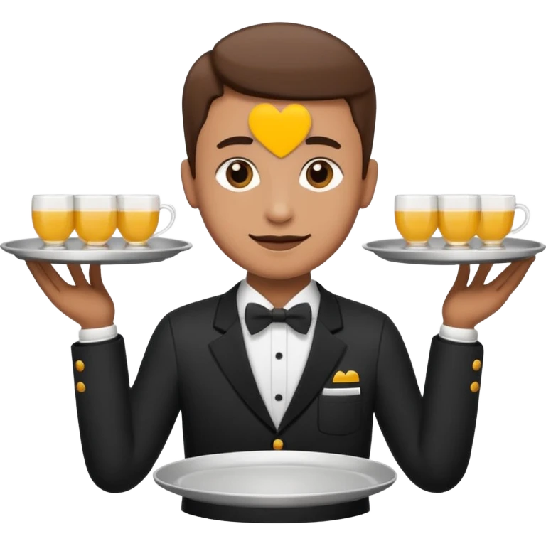 Tepsi ile Garson, emoji style, with clean lines, no face on objects, white background emoji