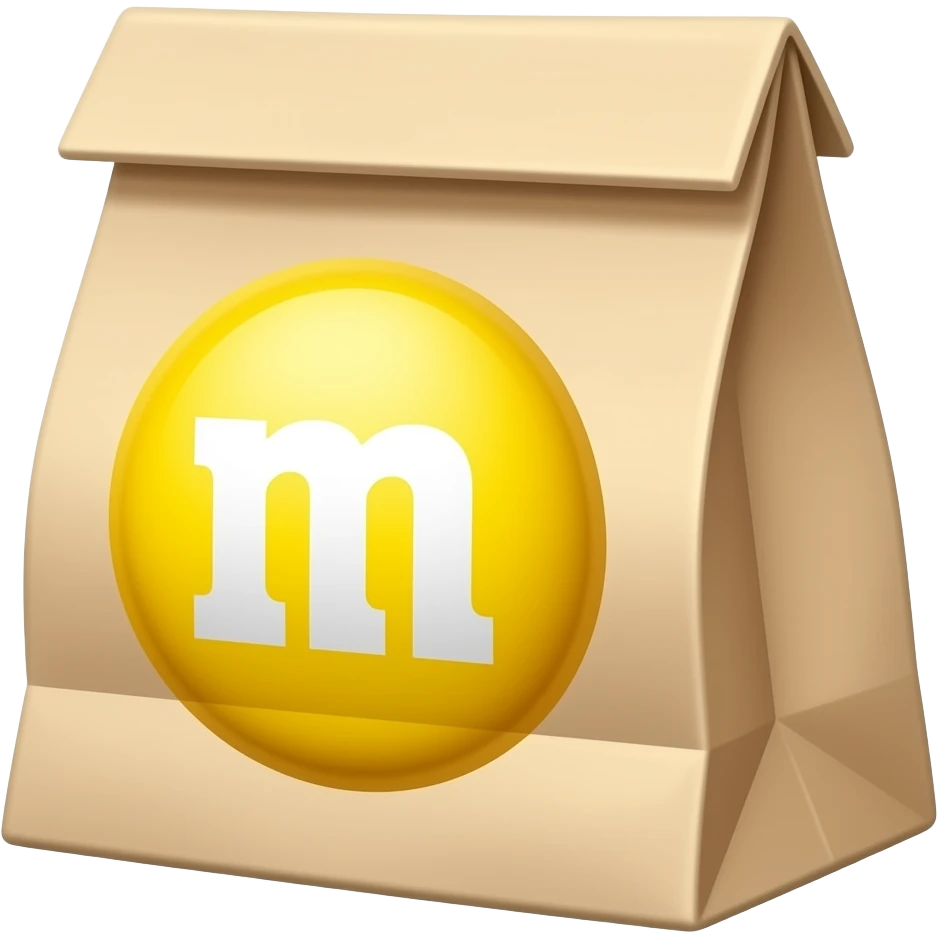 Quiero que me hagas una bolsa de papel y que le pongas el logo este de m&m en el medio emoji