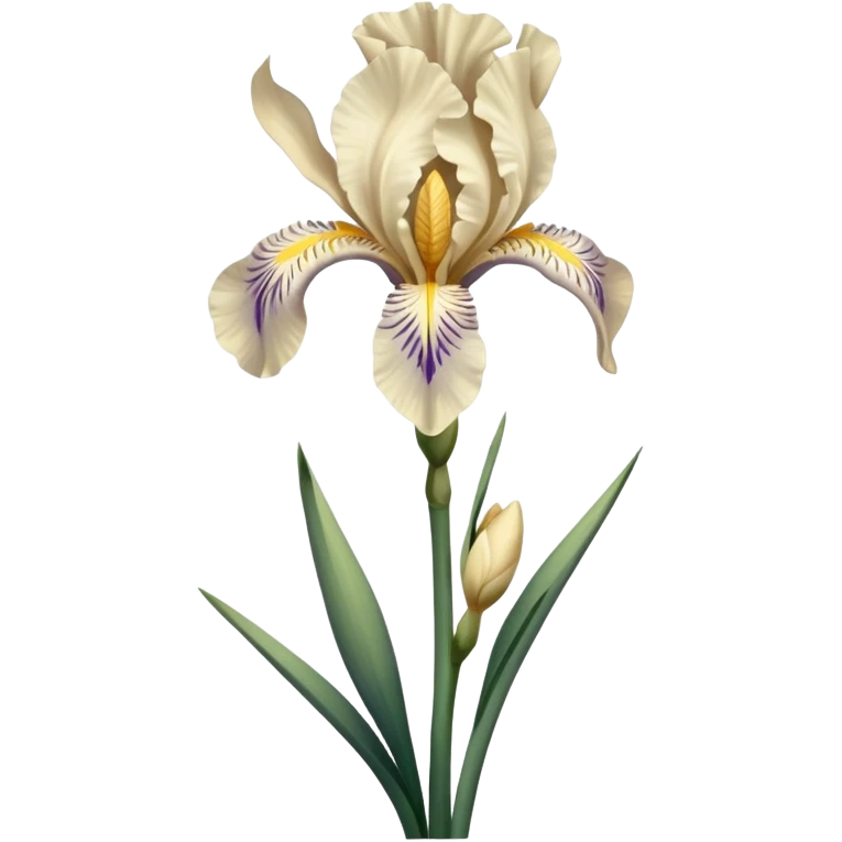 single Cream Iris, straight stem emoji