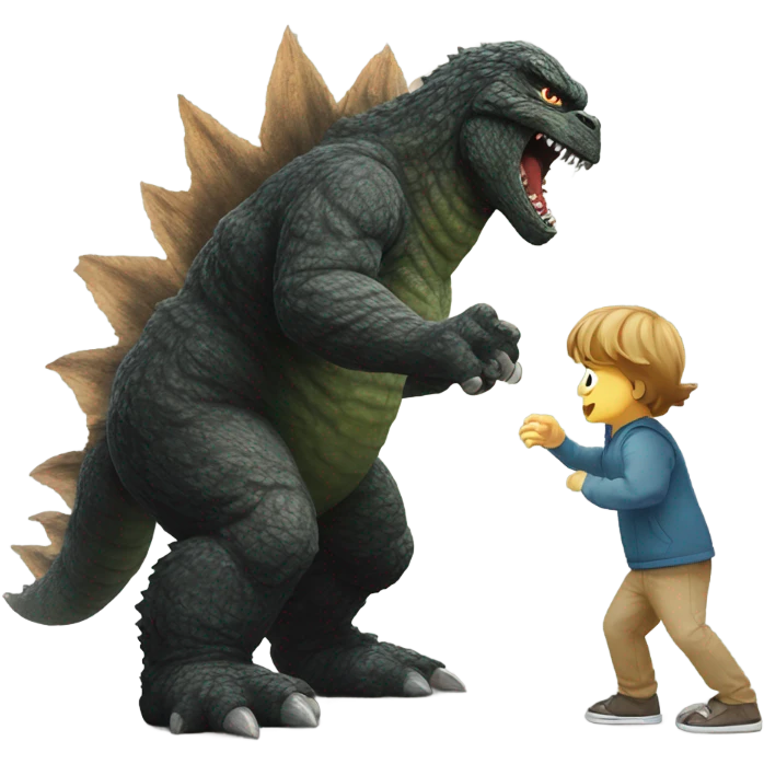 Godzilla fighting Bigfoot  emoji