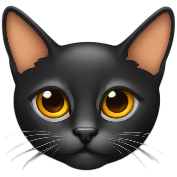 gato preto de coleira laranja com olho embaçado emoji