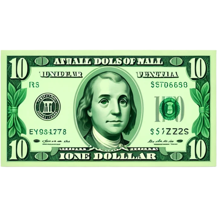one 10 dollar bill flat ios emoji style version emoji