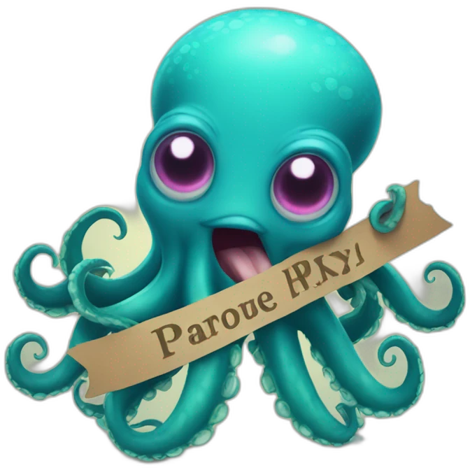 Cute kraken Holding a Sign in his tentacles emoji