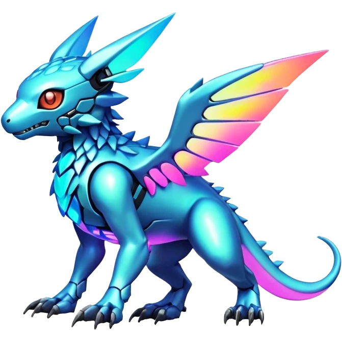  Bright lush warm-colored colorful neon-colored cyber-Fakémon-Digimon-Trico-creature emoji