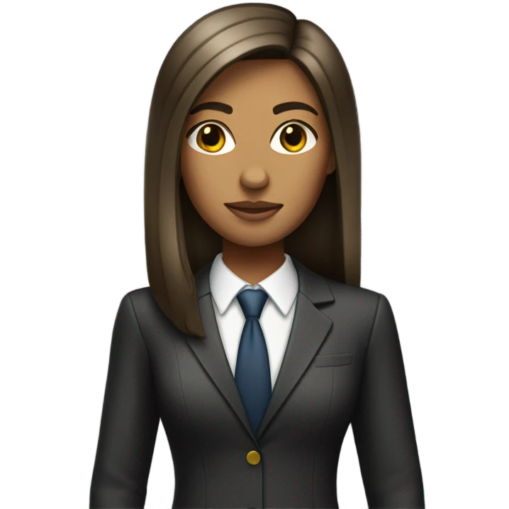 tanned skin girl with straight hair standing with a lawyer outfit emoji
