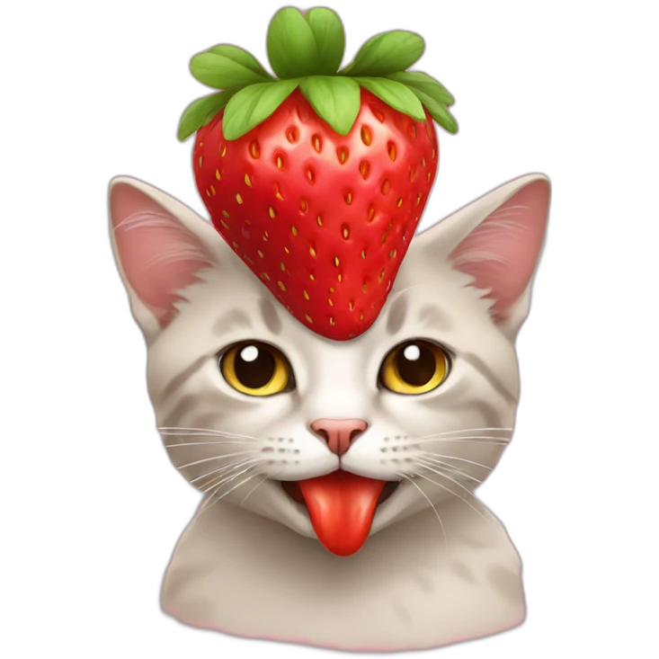 cat wearing a strawberry hat emoji
