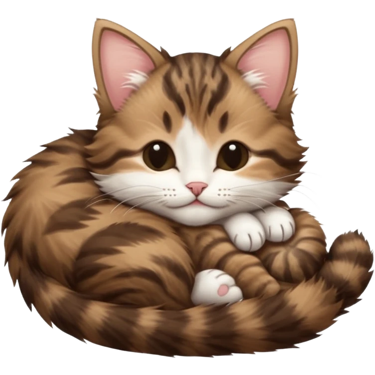 dark brown tabby and white kitten sleeping upside down on its back emoji
