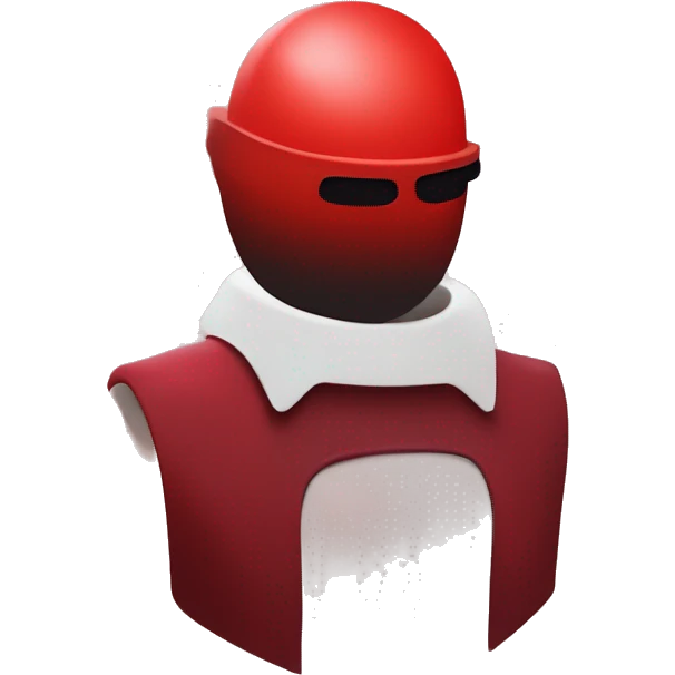 Create a minimalist logo of the red Among Us imposter character, using shades of red to evoke mystery and deception. Capture the game's space theme subtly while ensuring instant recognition of the imposter role. emoji