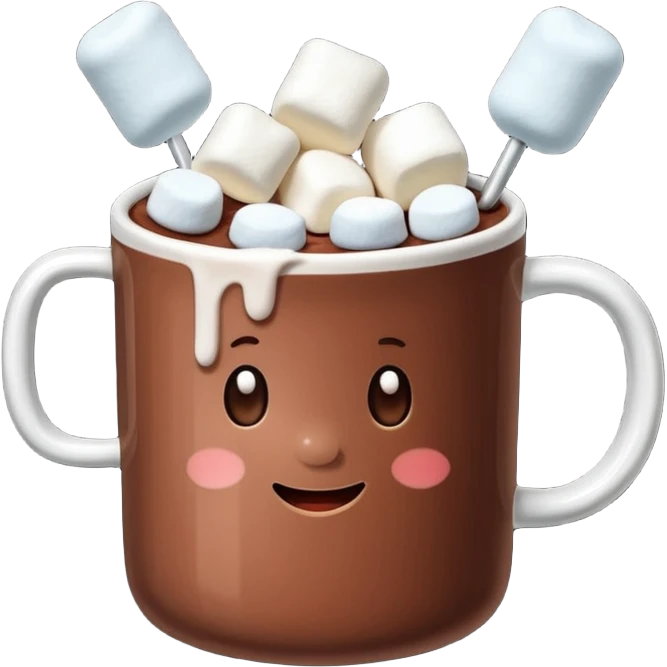 mug of cocoa with marshmallows emoji