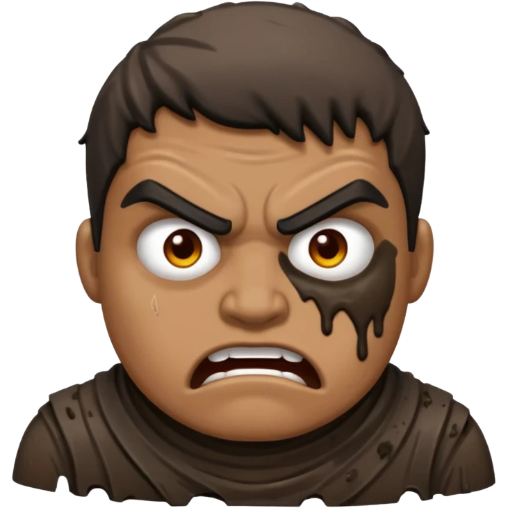 Rahjeed covered in dirty chunky mud angry emoji