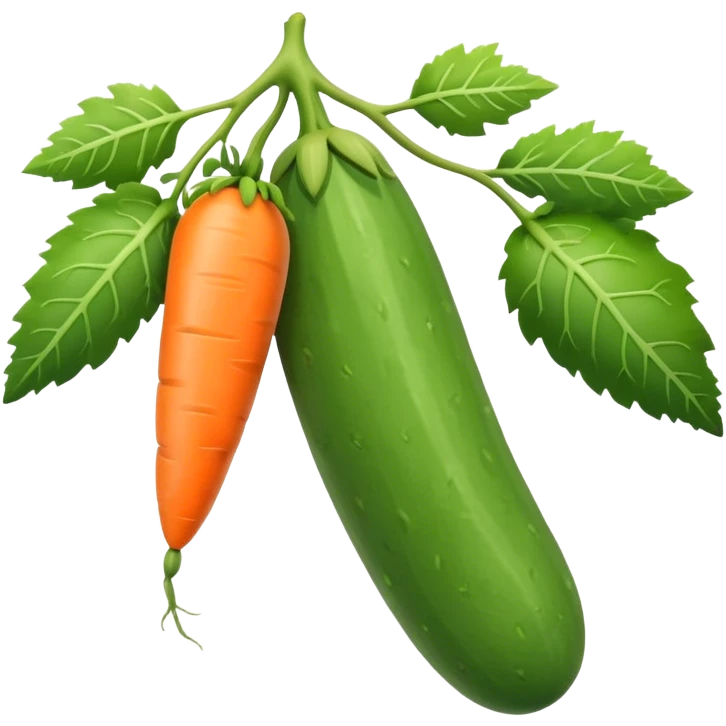 cucumber, eggplant, big carrot, on a branch emoji