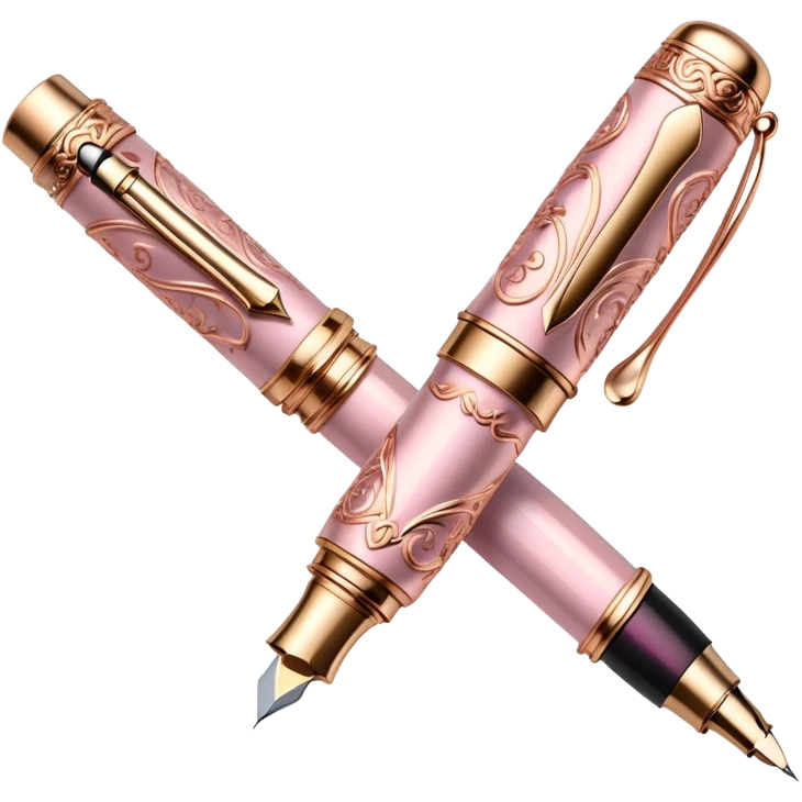 Romantic rose gold and gold and pink fountain pen emoji