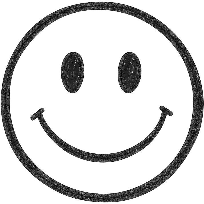 hand drawn outlined icon of a white smiley face with black details, no fill emoji