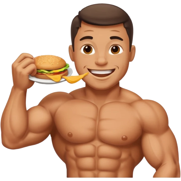a muscle man eating emoji
